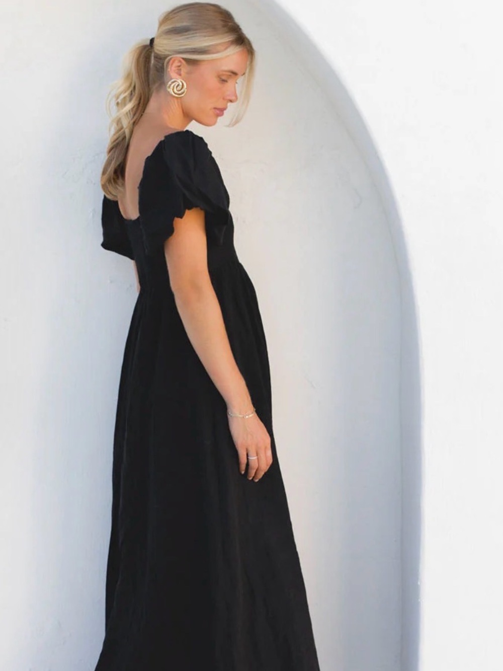 Solaí The Label Black Puff-Sleeve Maxi Dress - Picture 2 of 4